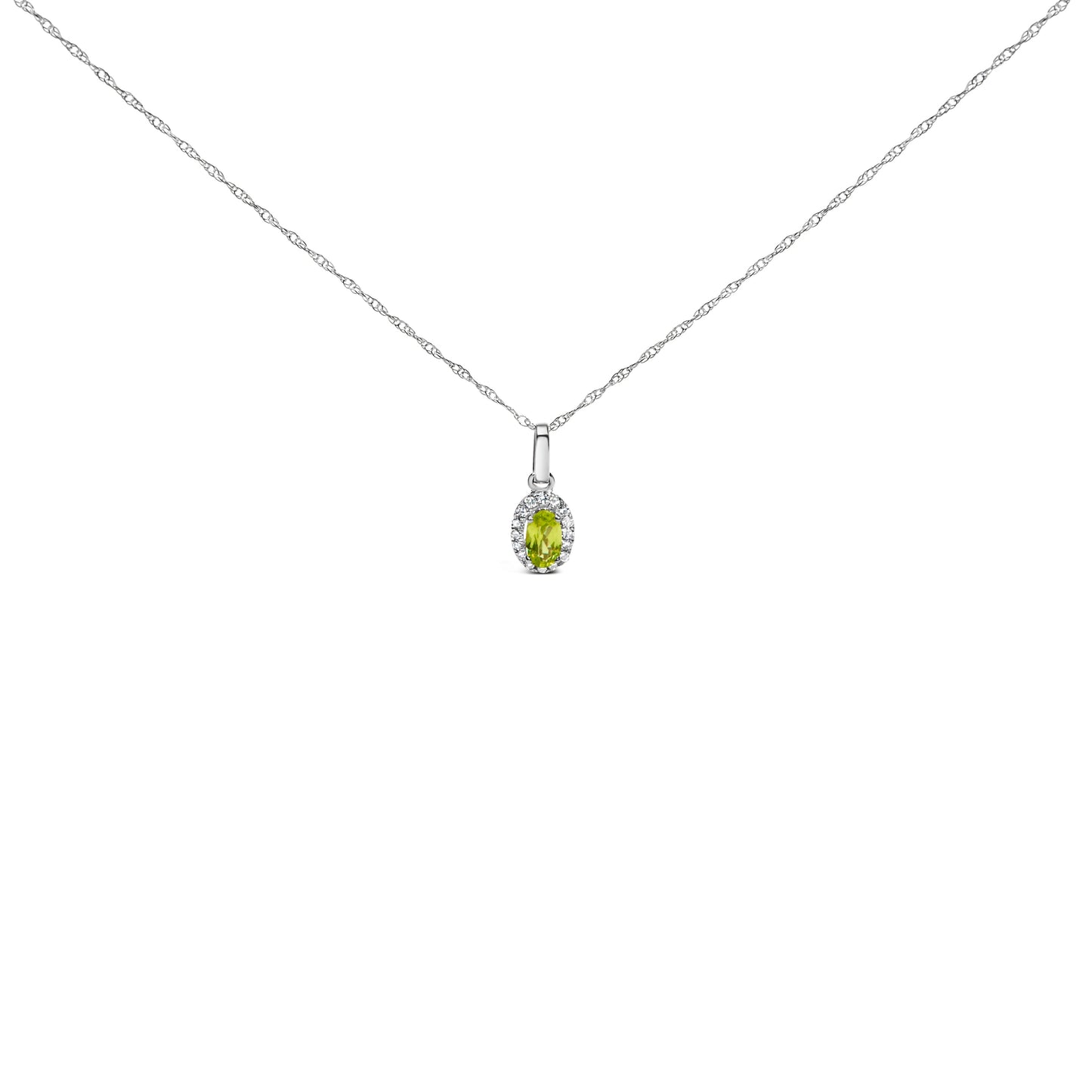 Pendentif en Émeraude et Diamant Halo en Or Blanc 10K
