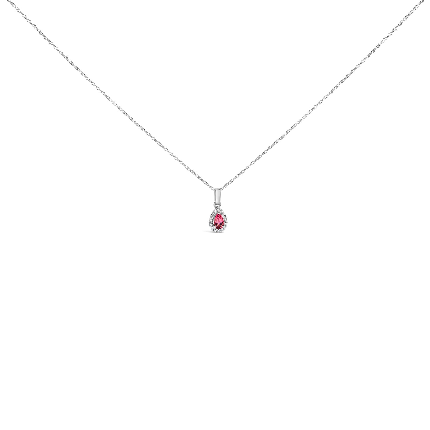 Pendentif en or blanc 10K avec émeraude verte et halo de diamants