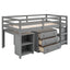 Low Study Twin Loft Bed with Cabinet and Rolling Portable Desk - Gray (OLD SKU :LP000113AAE) - Korvel