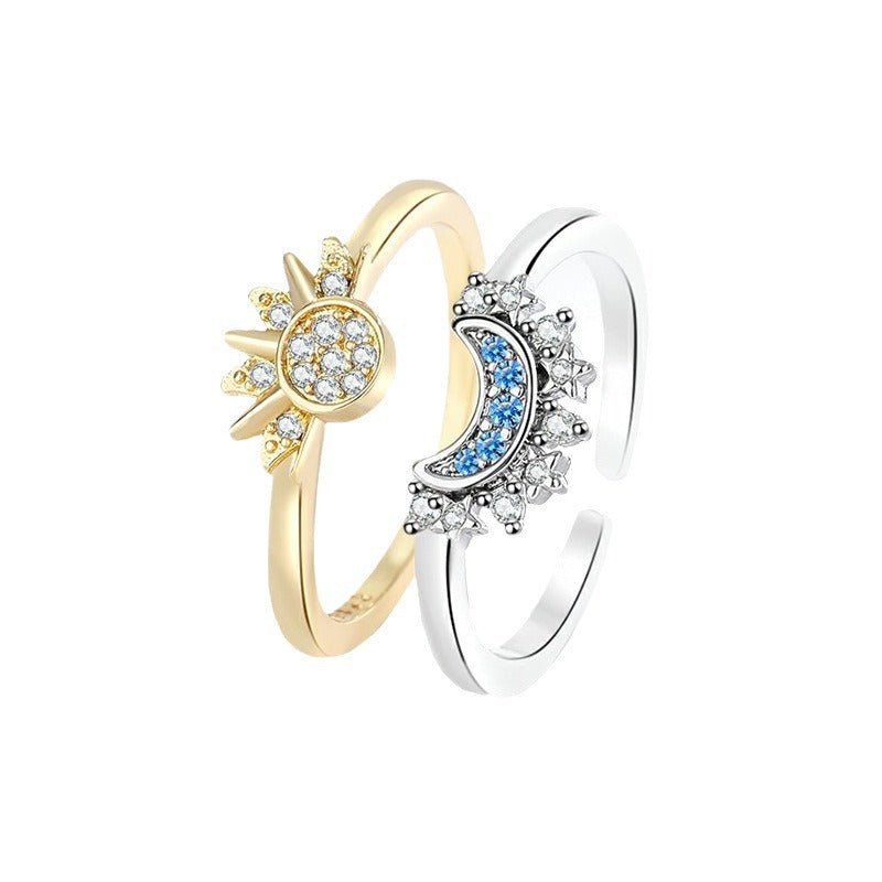 Anillo Plegable Elegante de Sol y Luna para Mujeres
