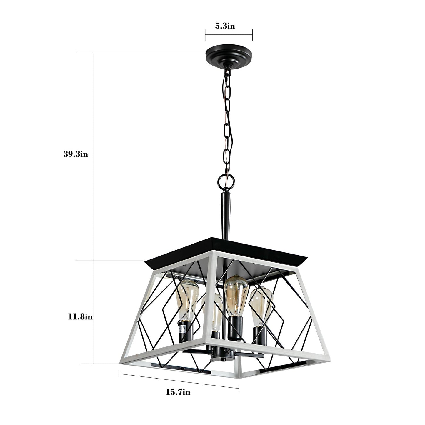 Chandelier de ferme à 4 lumières pour salle à manger (Ampoules non incluses)