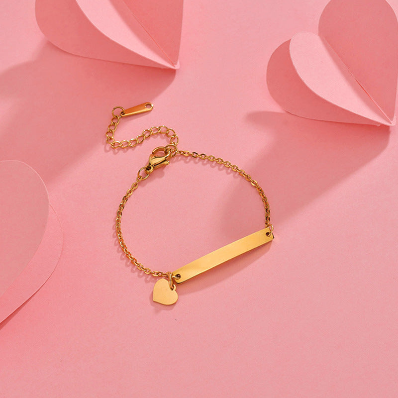 Stainless steel personalized engraved three color curved bracelet simple and personalized women's bracelet - Korvel