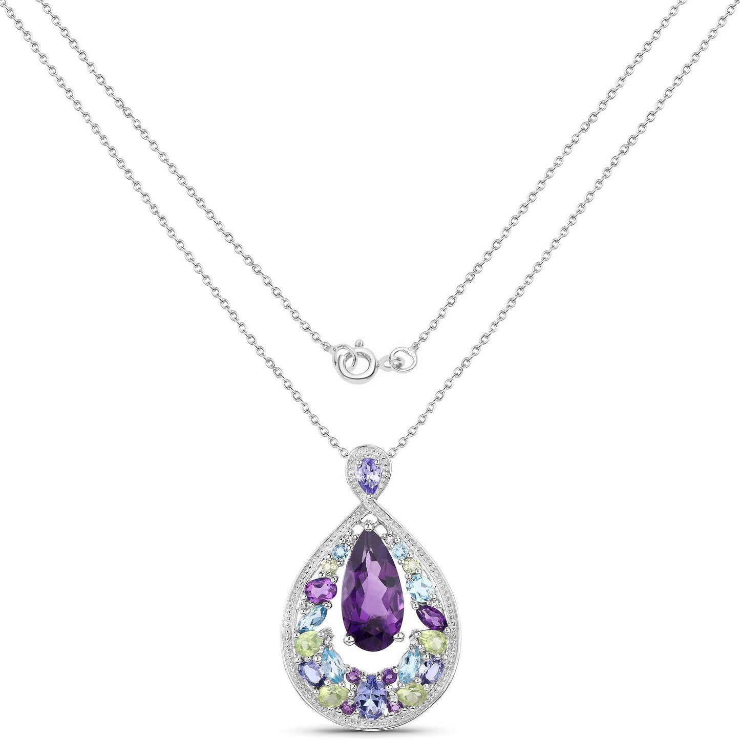 Pendentif en argent sterling .925 de 6,40 carats avec pierres multi-stones