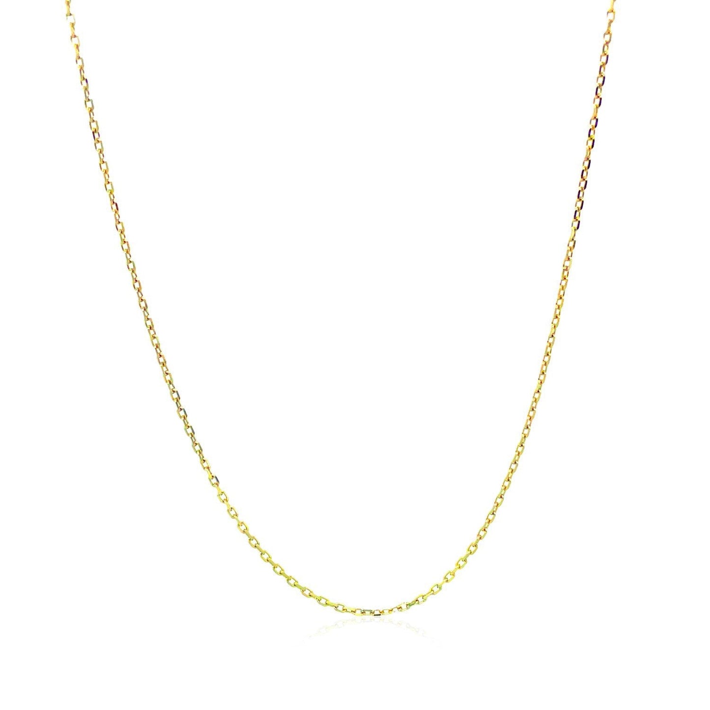 14k Yellow Gold Diamond Cut Cable Link Chain - 0.8mm