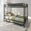 Metal double bed with casters/sturdy frame/no noise/comfortable guardrail/2 side ladders/no need for spring box - Korvel
