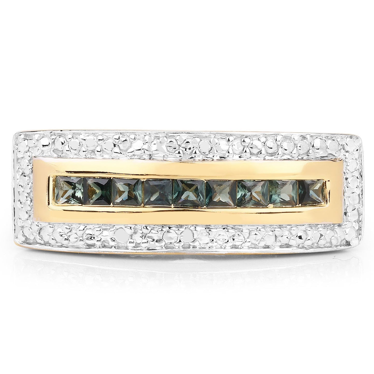 1.08 Carat Genuine Green Sapphire Sterling Silver Engagement Ring