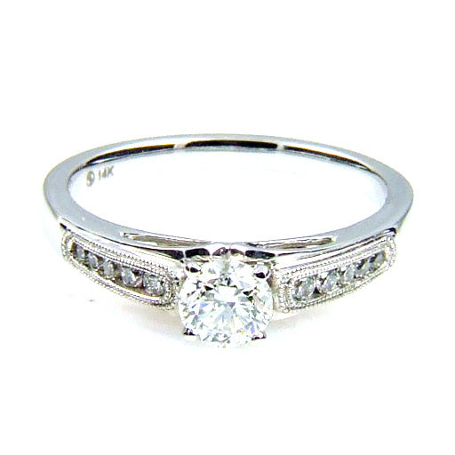 Bague de fiançailles en diamant naturel de 0,50 ct en or blanc 14KT