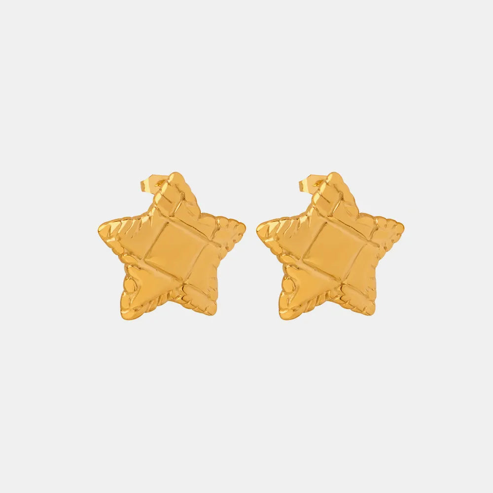 Minimalist Geometric Titanium Steel Pentagram Earrings