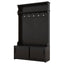 Hall tree with roof rack and storage platform, corridor shoe cabinet with sliding door, clothes hanger with 5 hooks black - Korvel