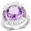 Anillo de plata esterlina de 5.20 quilates con amatista genuina y topacio blanco