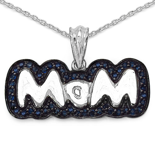 1.02 Carat Genuine Blue Sapphire Pendant in Sterling Silver