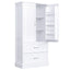 Tall Bathroom Storage Cabinet, Cabinet with Two Doors and Drawers, Adjustable Shelf, MDF Board, White - Korvel