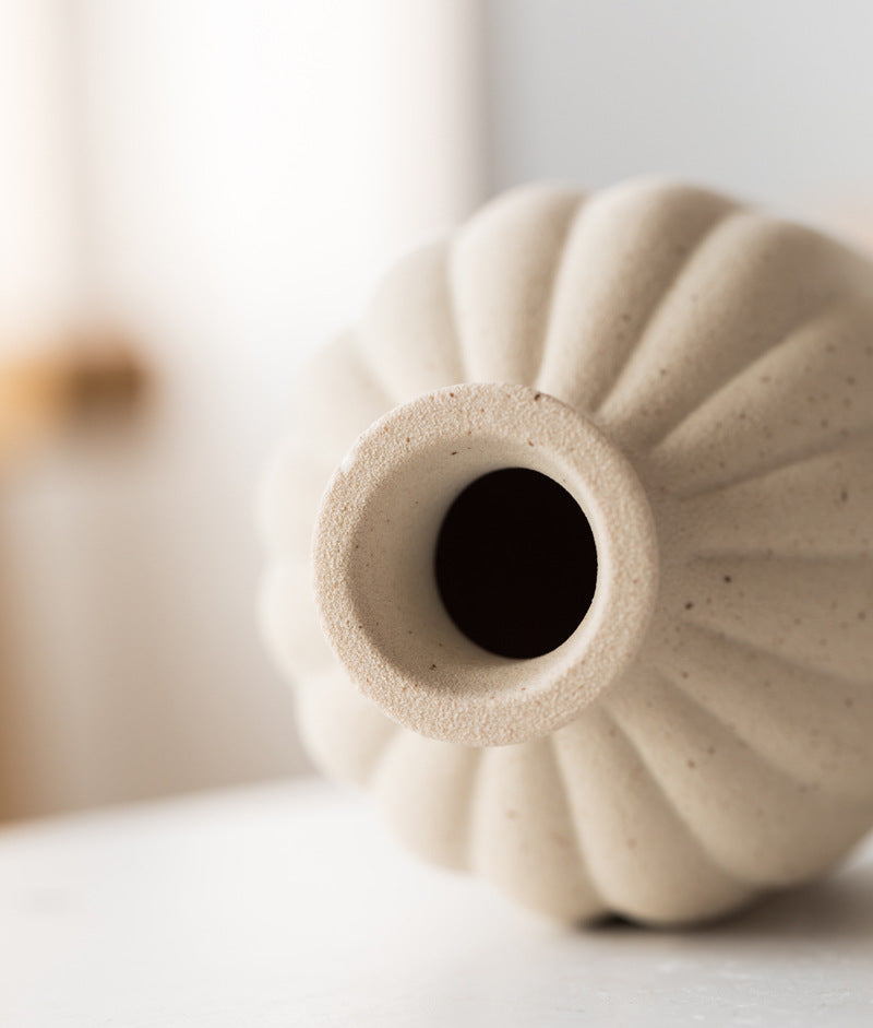 Rustic Frosted Ceramic Vase in Retro Pastoral Style