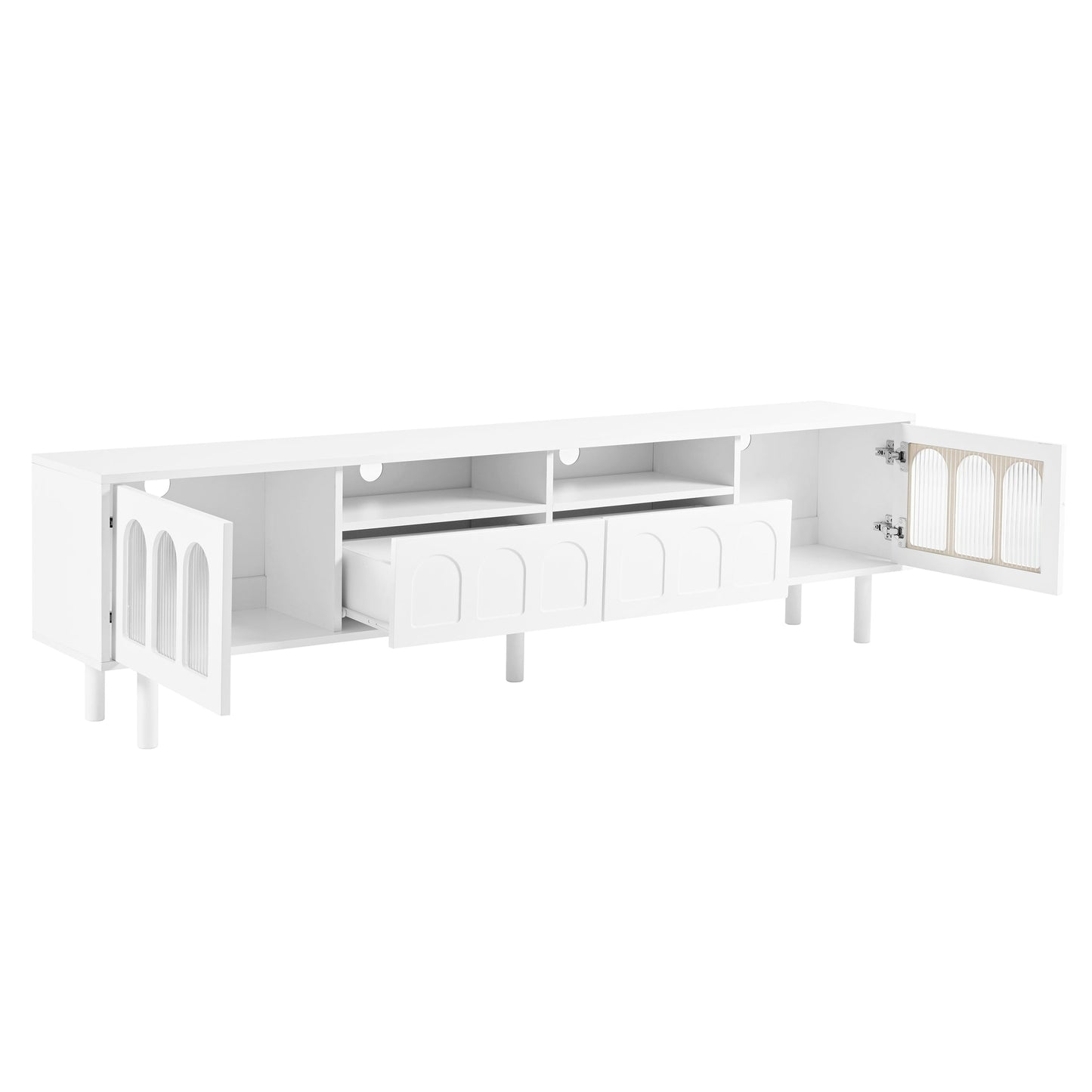 Two sets of ON-TRANS cream style TV stands and coffee tables, suitable for TVs under 80 inches, white - Korvel