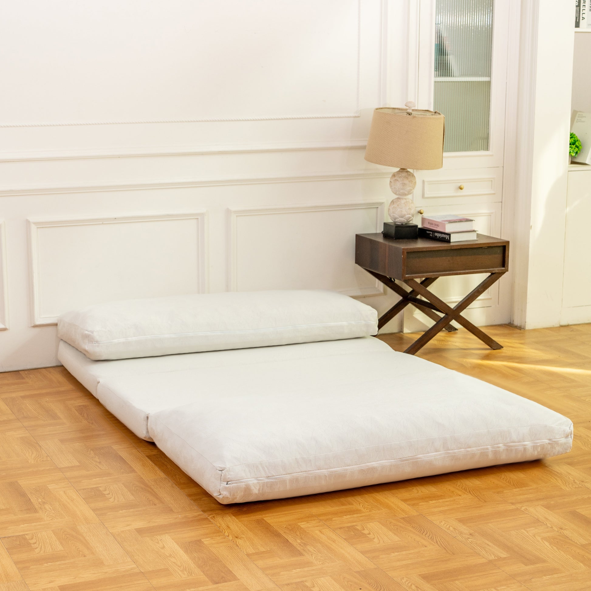 Large folding mattress sofa bean bag bed, foam filled folding mattress sofa, soft high-grade artificial fur - Korvel
