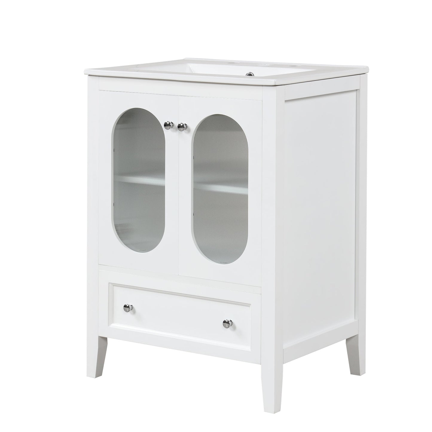 Meuble de salle de bain blanc de 24" avec lavabo et rangement