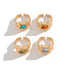 Conjunto de Anillos Plisados de Piedra Preciosa Personalizados Retro
