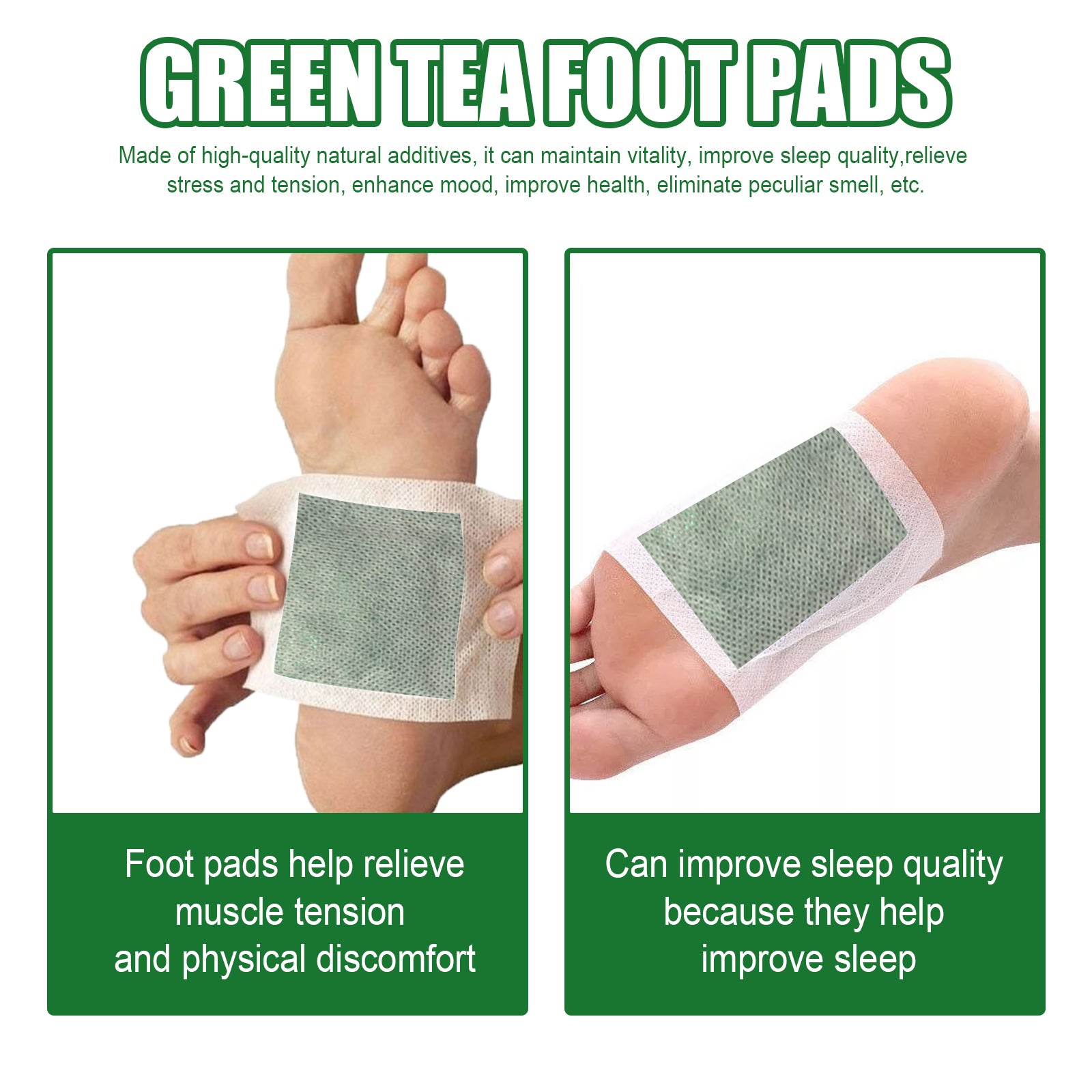 Green Tea Foot Patch, Improves Sleep Quality And Relieves Muscle Tension And Body Stress Foot Care Patch - Korvel
