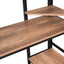 Full Size Loft Metal&MDF Bed with Long Desk and Shelves Black - Korvel