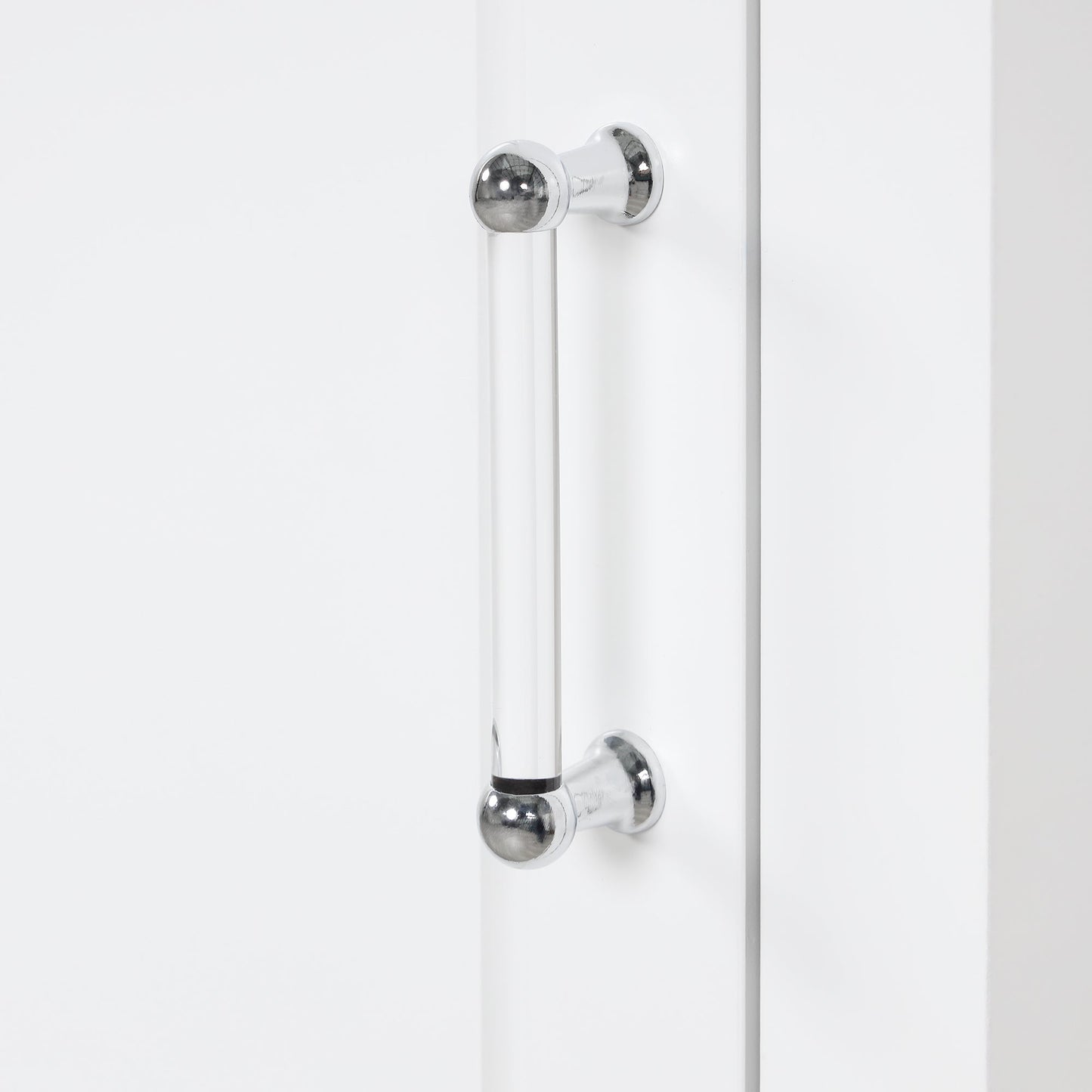 Tall bathroom storage cabinet with two drawers and adjustable shelves for independent storage - Korvel