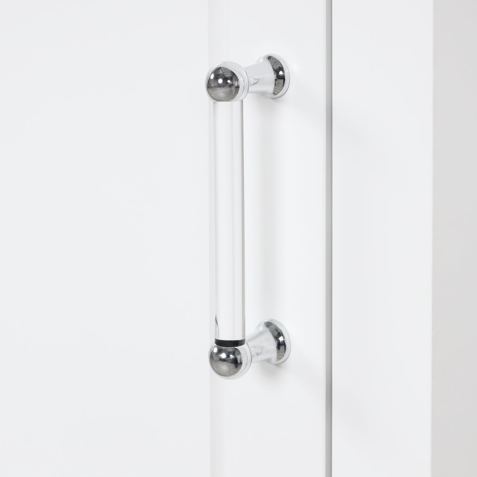 Tall bathroom storage cabinet with two drawers and adjustable shelves for independent storage - Korvel