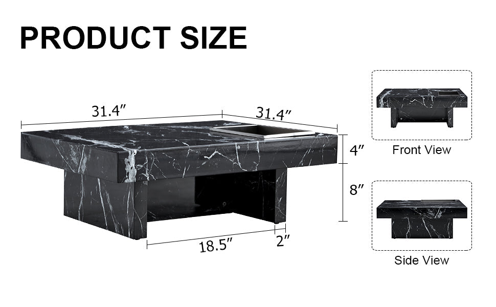 A modern and practical coffee table made of MDF material with black patterns - Korvel