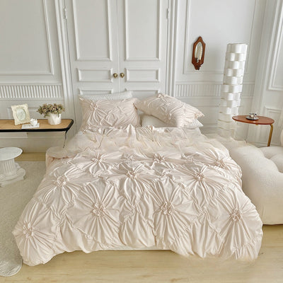 Elegant Solid Color Duvet Cover Set with Distressed Button Design