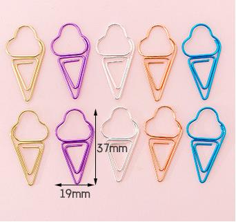 10 pcs/pack cute Cactus star Ice Cream Mini Paper Clips Kawaii Stationery Metal Clear Binder Clips Photos Tickets Notes Letter - Korvel