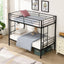 Premium Bunk Bed with Dual Ladders and Guardrail - Black