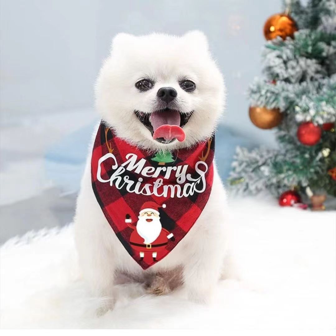 Christmas Day Border Protection Pet Small, Medium, and Large Dogs, Dogs, Cats, Teddy Triangular Towels, Water Jars - Korvel