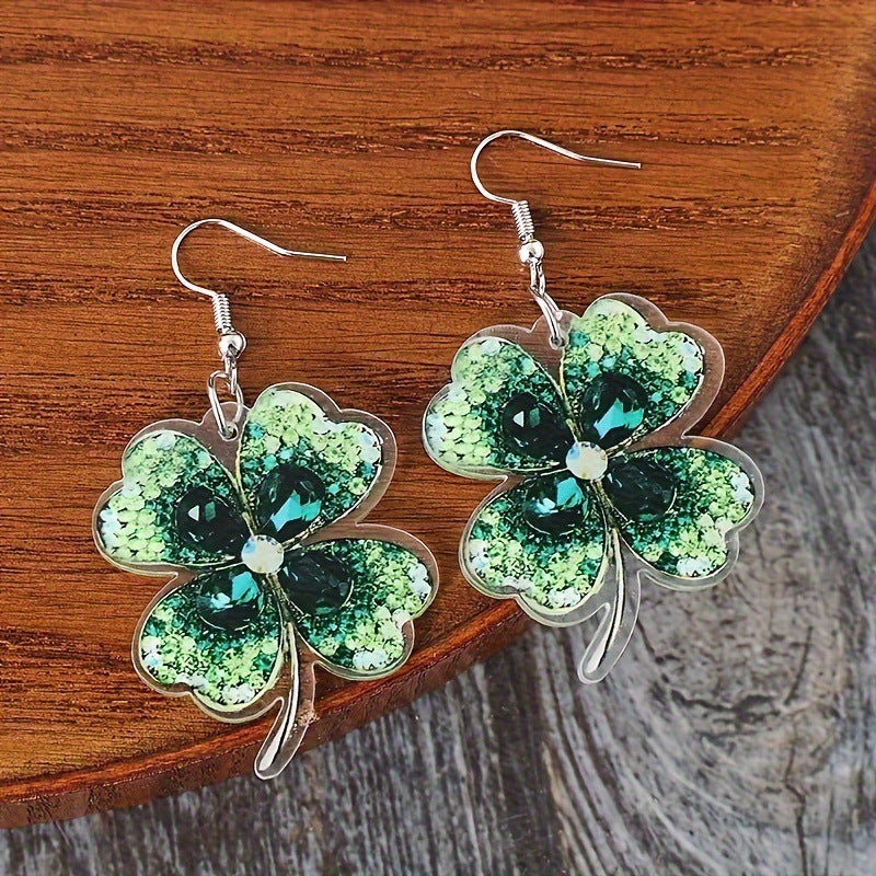 Lucky Clover Acrylic Dangle Earrings - Korvel