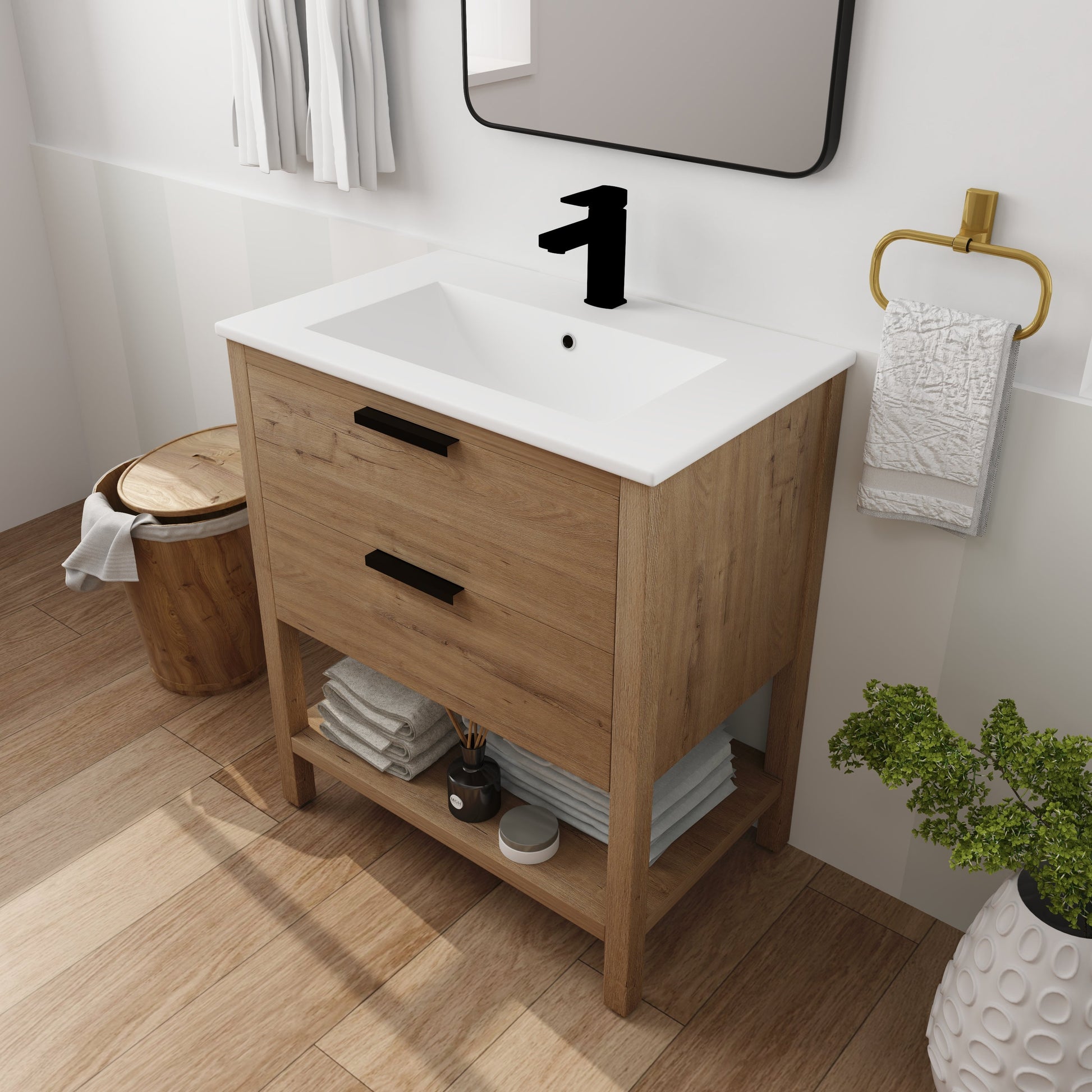 30 Inch Bathroom Vanity Plywood With 2 Drawers-BVB01030IMO-BL9075B - Korvel