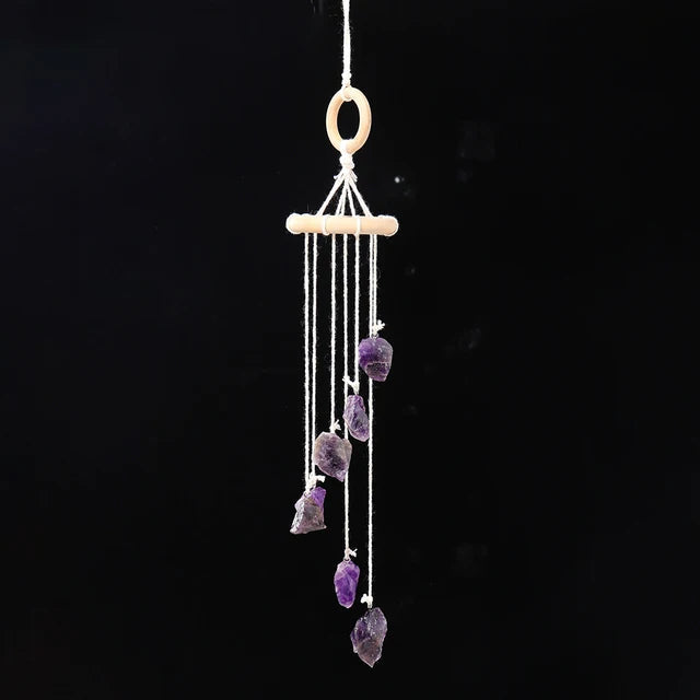 Juego de Campanas de Viento de Cristal Natural Hecho a Mano para Decoración del Hogar