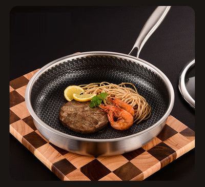 Premium 304 Stainless Steel Honeycomb Frying Pan