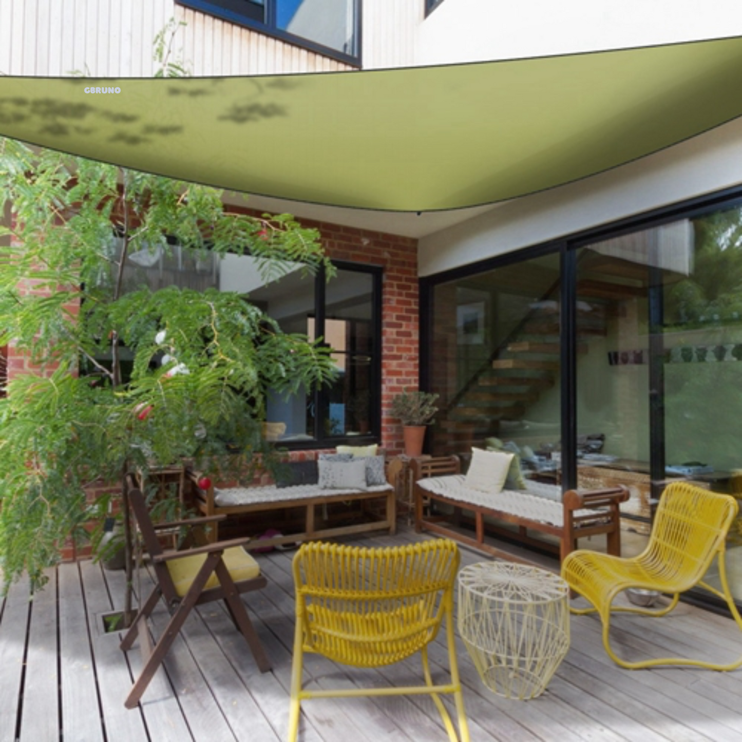 Voile d'ombrage triangulaire Gbruno pour espaces extérieurs