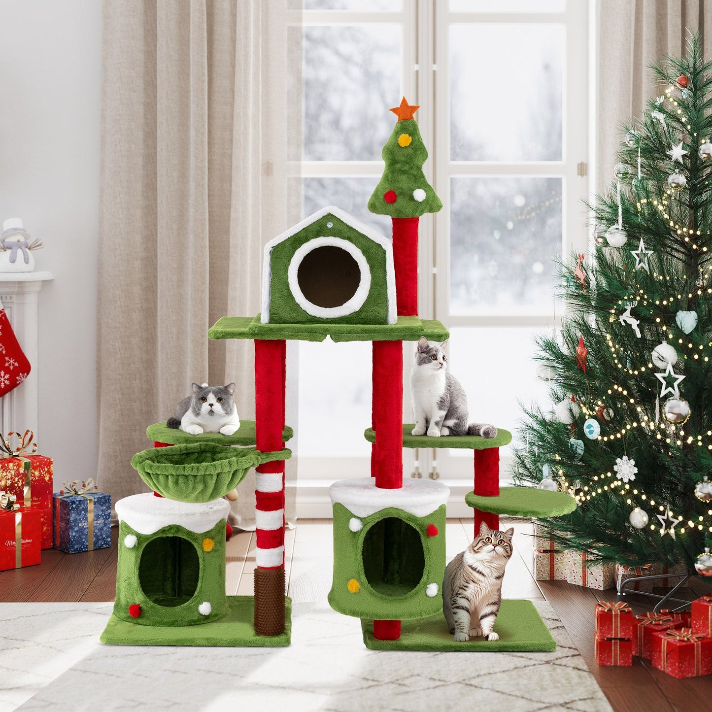 Arbre à chat multi-niveaux de 58 pouces de hauteur avec condos