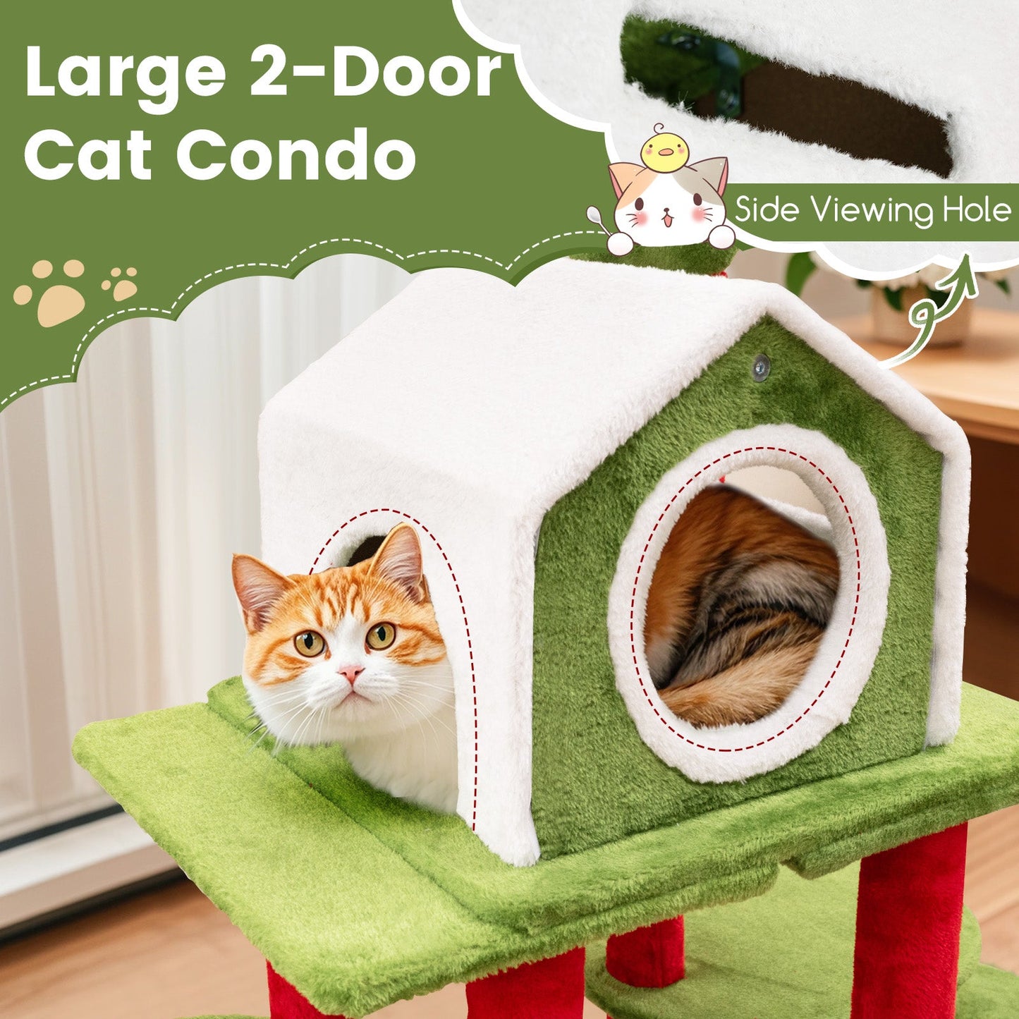 Arbre à chat multi-niveaux de 58 pouces de hauteur avec condos