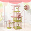 Arbre à chat floral de 58 pouces - Tour multi-niveaux premium en rose