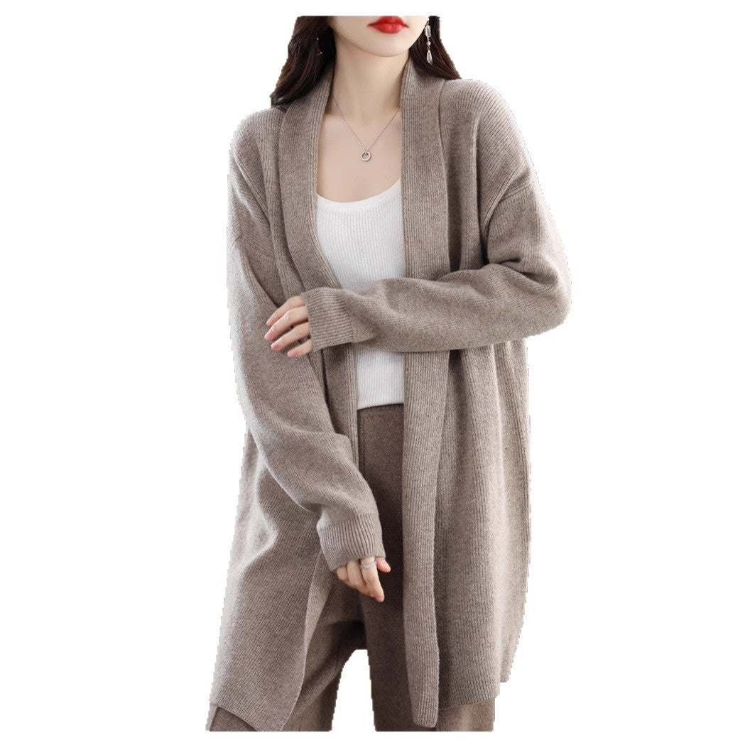Cardigan en tricot mi-long ample et élégant pour femmes