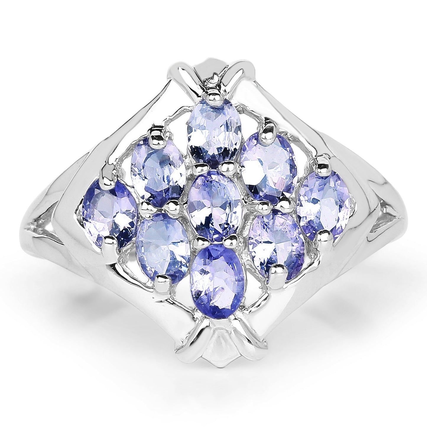 Bague de fiançailles en argent sterling avec tanzanite véritable de 1,53 carat