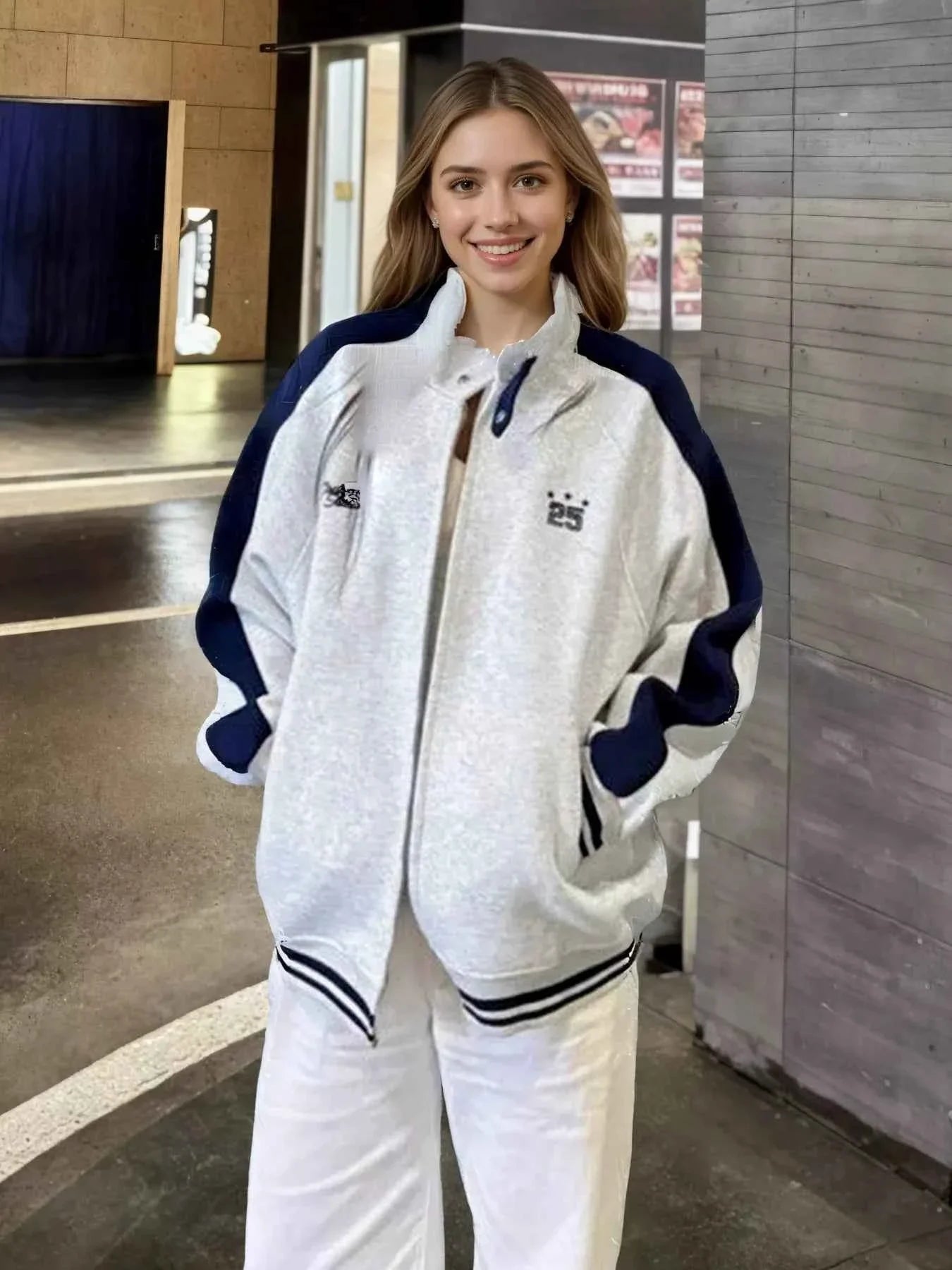 Veste zippée color block premium