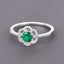 Anillo de Compromiso de Esmeralda Zambiana y Diamante de 0.55 Quilates en Oro Blanco de 14K