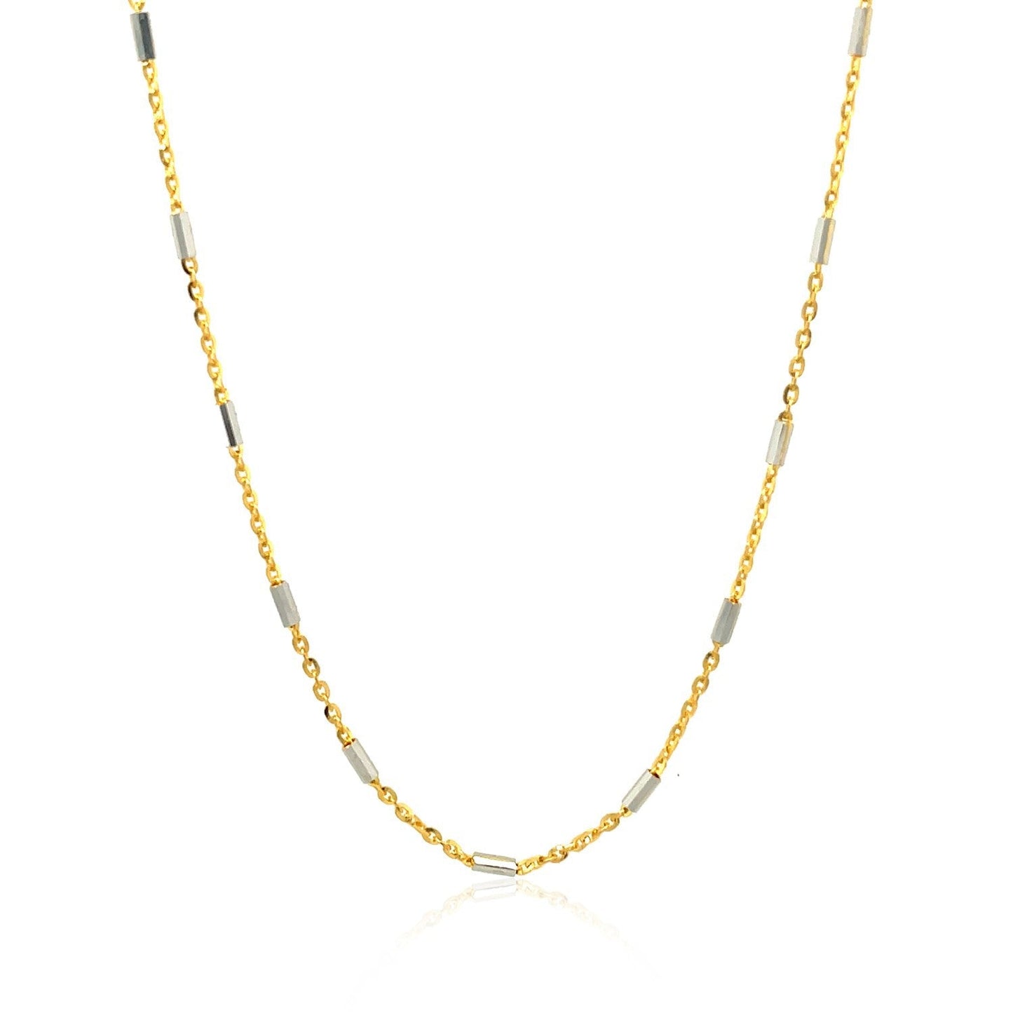 Cadena de Colgante de Enlaces de Barra de Oro de Dos Tonos de 14k (1.4mm)