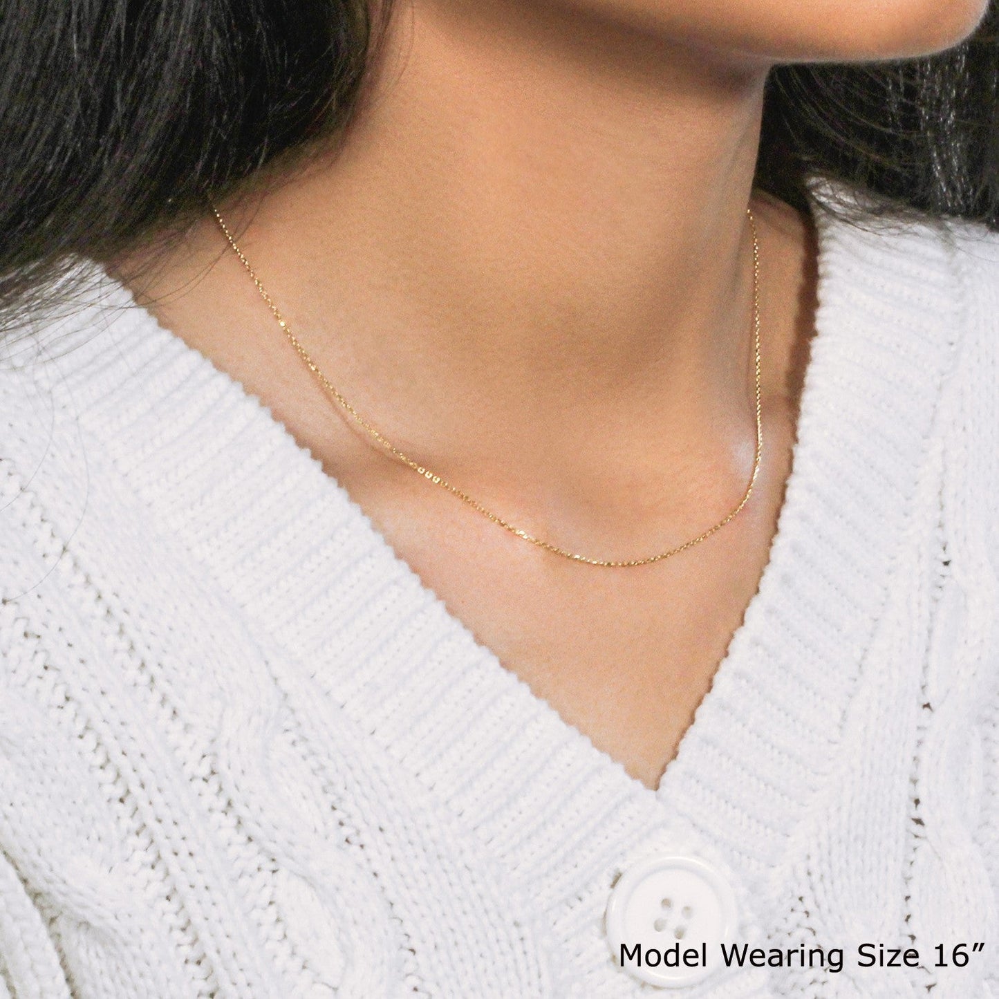 18k Yellow Gold Diamond Cut Cable Link Chain - 0.80 mm