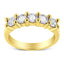 Anillo de Banda de 5 Piedras de Diamante de Plata Esterlina Baño de Oro de 14K - Talla 7