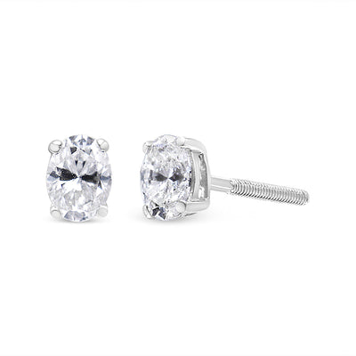 14K White Gold Lab Grown Oval Diamond Stud Earrings