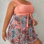 Tankini de Baño sin Mangas con Estampado de Malla Talla Grande
