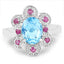 2.28 Carat Swiss Blue Topaz & Ruby Sterling Silver Ring