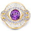 Bague Cocktail en Or Jaune 14K Plaqué Améthyste et Tanzanite