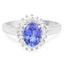 Anillo de Plata de Ley con Tanzanita Genuina de 1.45 Quilates y Zirconia Blanca